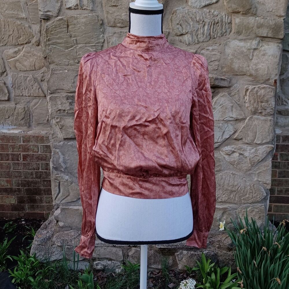 Cami NYC Rose Gold High-Neck Long-Sleeve Blouse